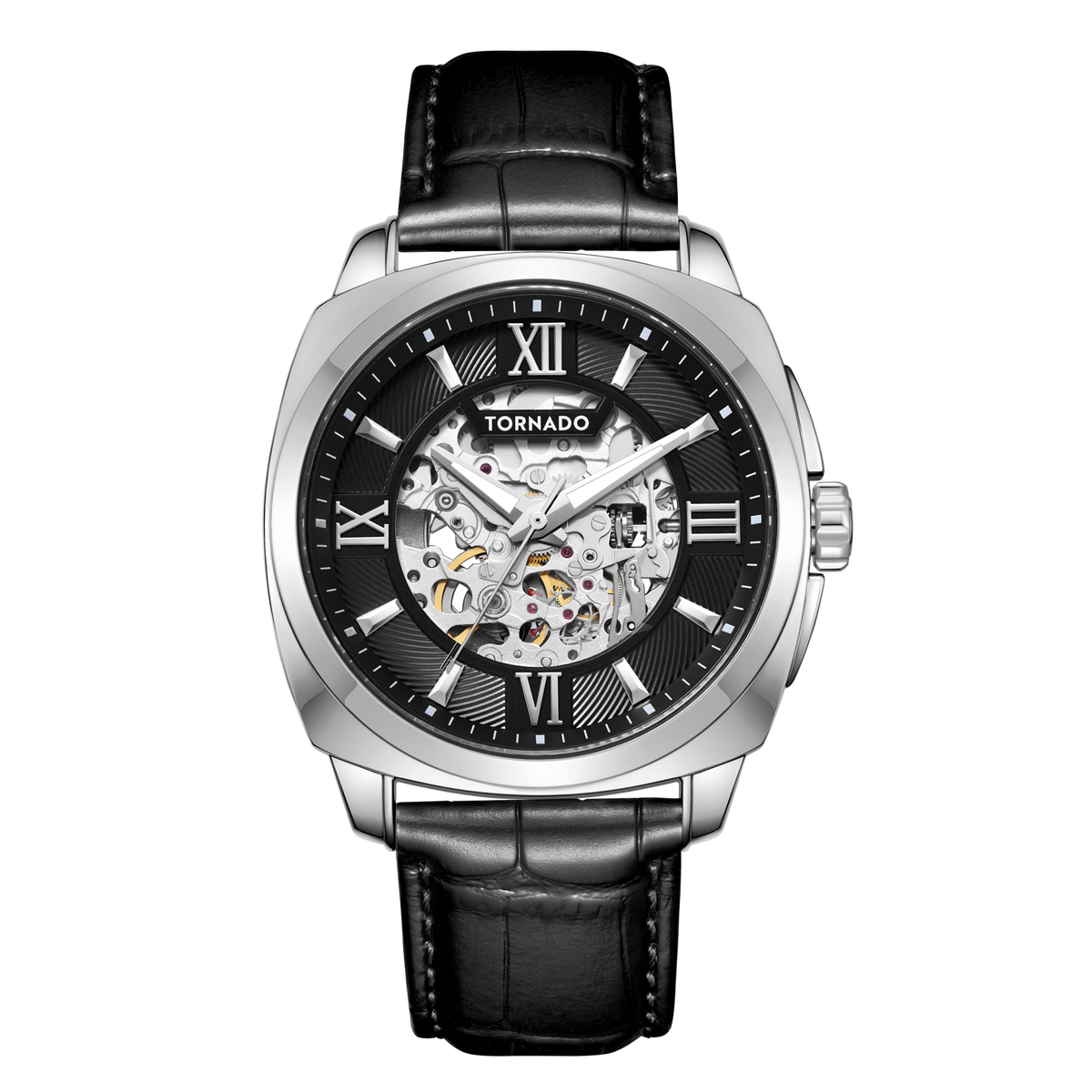 TORNADO AUTONOVA Men's Automatic Black Dial Watch - T7316-SLBB